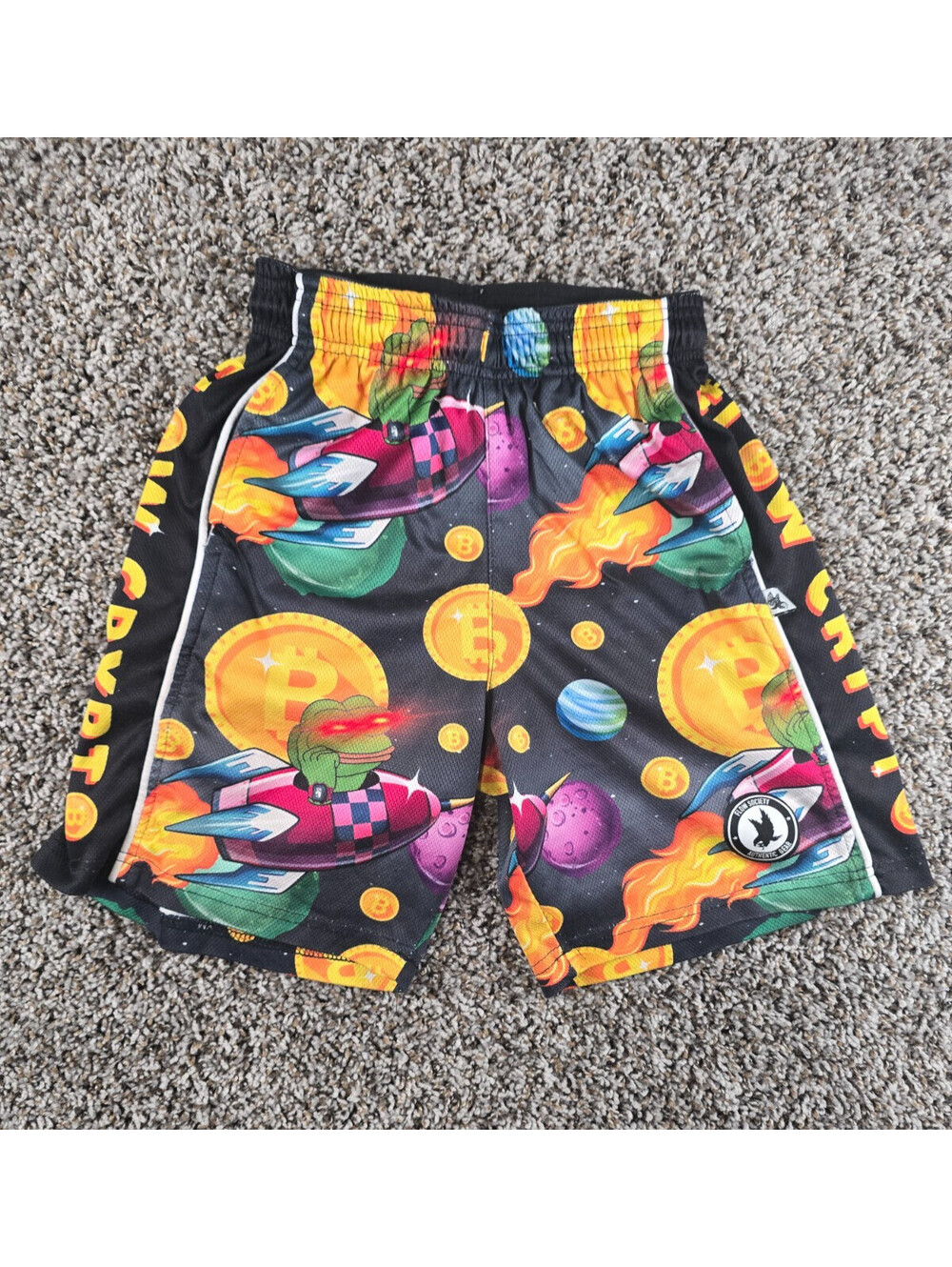 Flow Society Boys Sz M Lacrosse Athletic Mesh Shorts Crypto Attack Outer Space